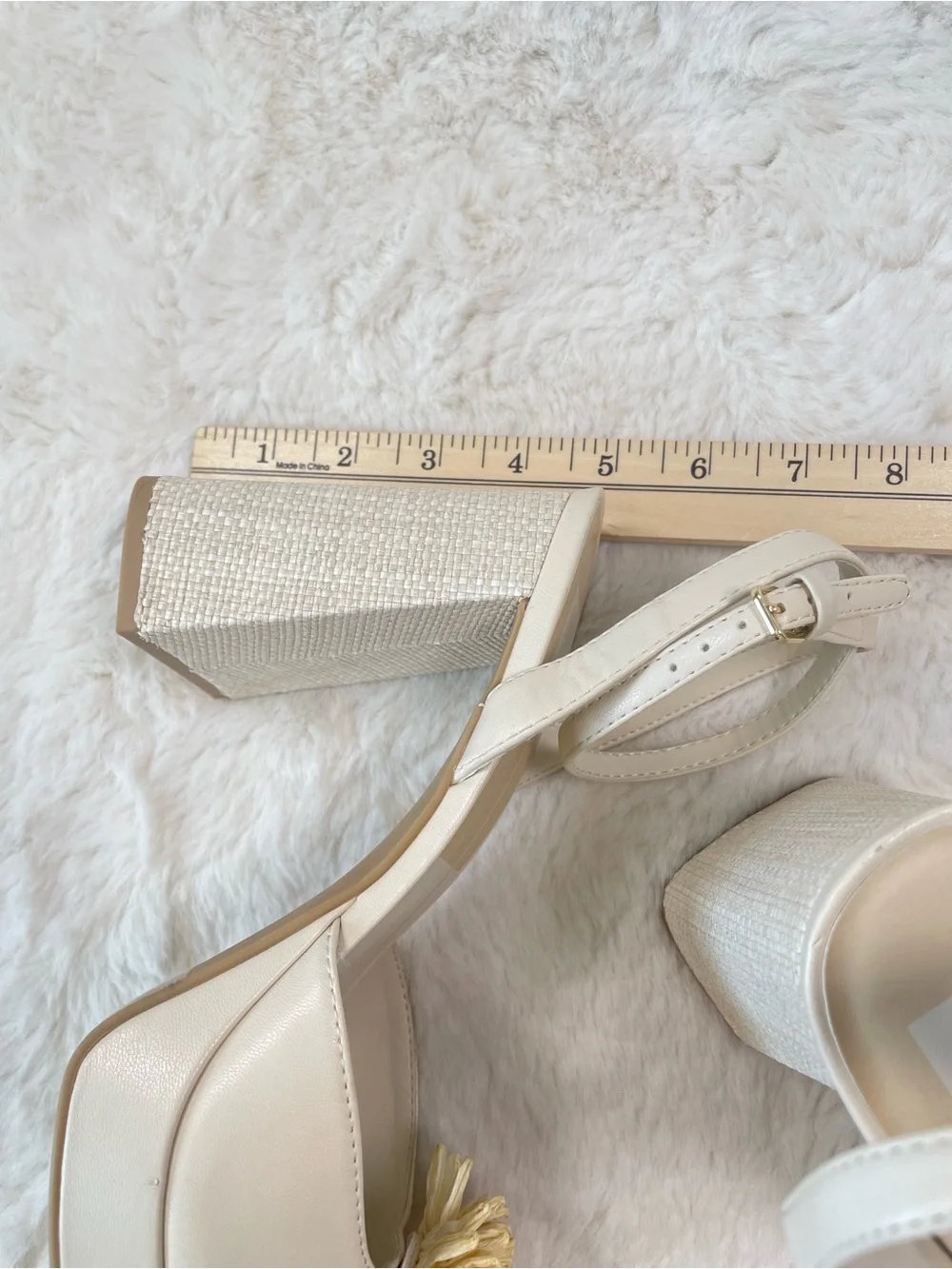 Dolce Vita Cream Platform Sandals with Floral Appliqué, Size 10